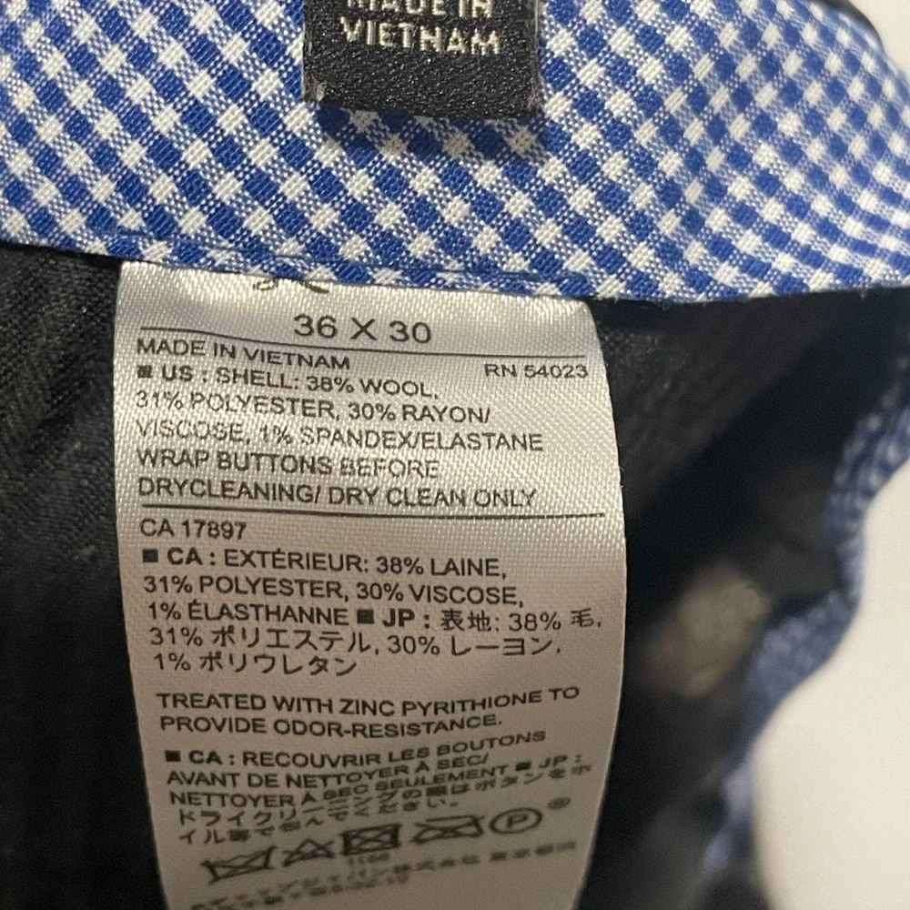 Banana Republic Slim Fit Wool Blend‎ Herringbone Dress Pants Mens 36x30 Gray